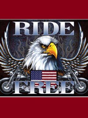 Motorcycle "RIDE FREE" 16" wide x 12"tall Tempered Glass Cutting Board 784-C